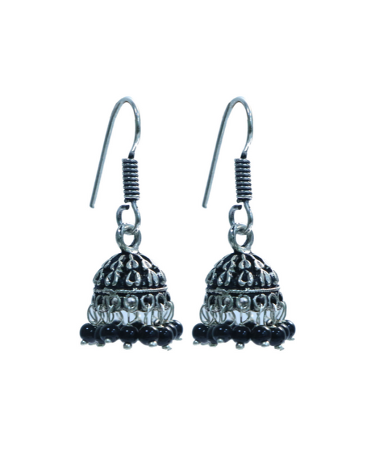 Traditional Small Jhumkas in Silver Alloy