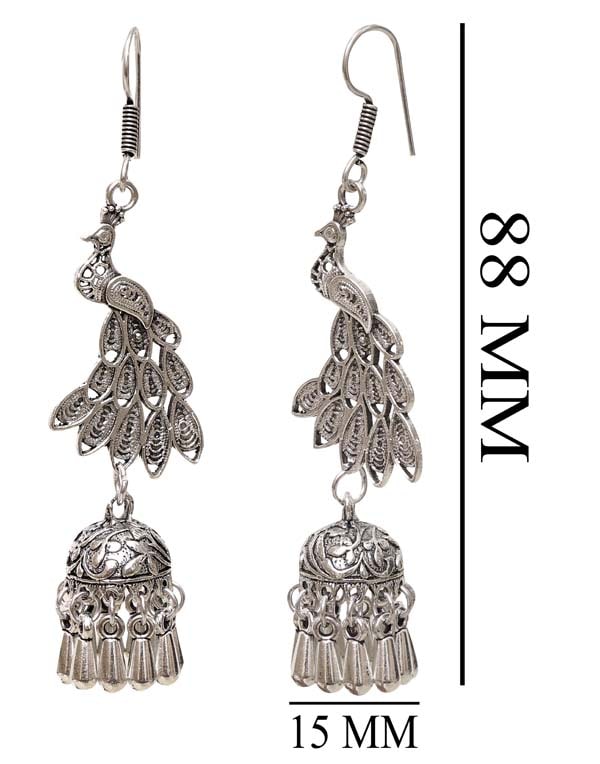 Ethnic Jhumkis in Silver Alloy High Finish
