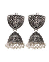 Designer pair of Jhumkis with Pearl with Push Back in Silver Alloy