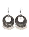 Heavy look Jhumkis in Pearl with Ear Wire in Silver Alloy
