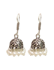 Jhumkis in Pearl with Ear Wire in Silver Alloy High Finish for Women and Girls