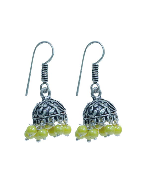Traditional Pair of Small Jhumkas in Silver Alloy High