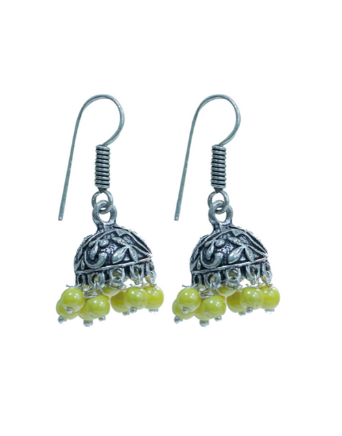 Traditional Pair of Small Jhumkas in Silver Alloy High - Default Title - Abhooshan