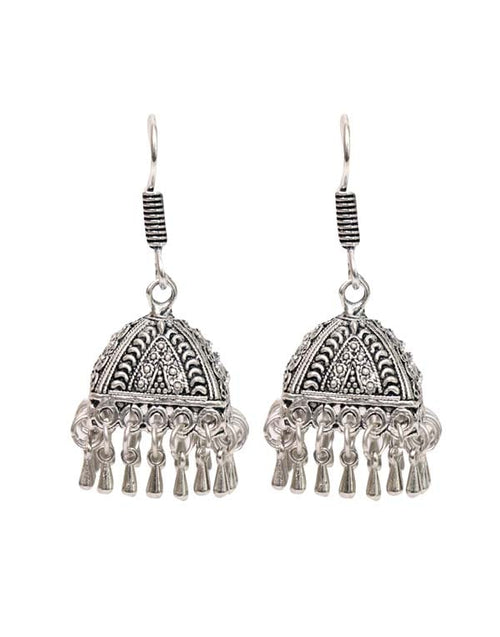 Stunning Jhumkis with Ear Wire in Silver Alloy High Finish - Default Title - Abhooshan