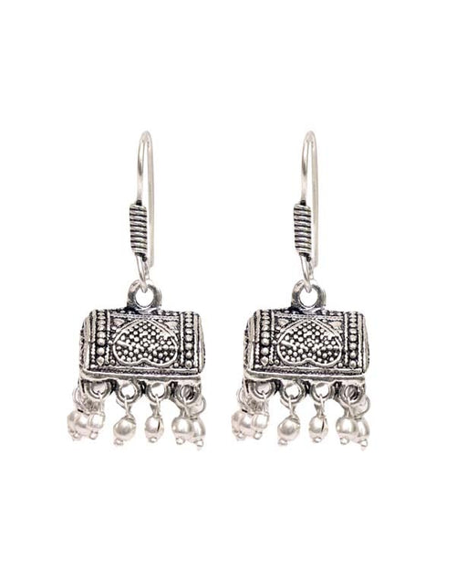 Pair of  Stunning Jhumkis with Ear Wire in Silver Alloy - Default Title - Abhooshan