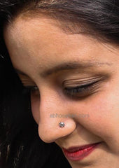 Trendy  Flower 4 mm Nose Pin with wire in 92.5 Sterling Oxidized Silver