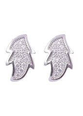 925 Sterling Silver Good looking Pair Of Leaf Shape Cz Studs