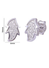 925 Sterling Silver Good looking Pair Of Leaf Shape Cz Studs