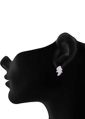 925 Sterling Silver Good looking Pair Of Leaf Shape Cz Studs