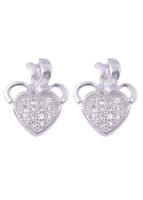 925 Sterling Silver Trendy And Chic Looking Heart Cz Studs - Default Title - Abhooshan