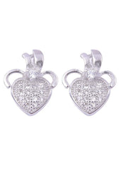 925 Sterling Silver Trendy And Chic Looking Heart Cz Studs