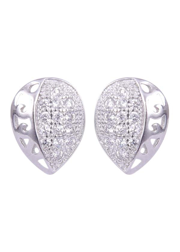 925 Sterling Silver Designer Love Heart Studs With Cubic Zirconia CZ Stones