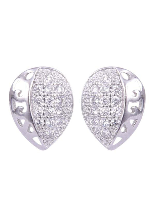 925 Sterling Silver Designer Love Heart Studs With Cubic Zirconia CZ Stones