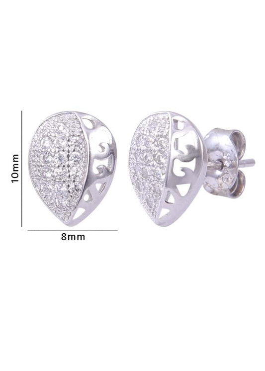 925 Sterling Silver Designer Love Heart Studs With Cubic Zirconia CZ Stones