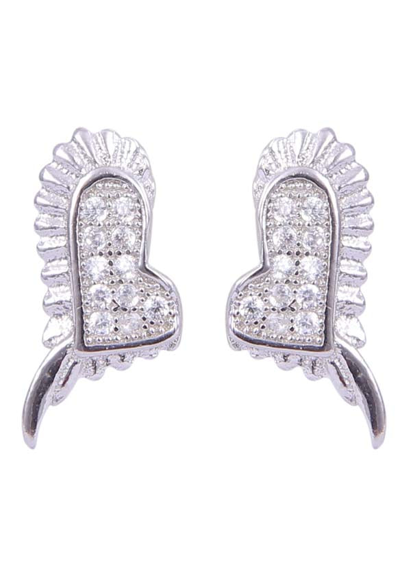 925 Sterling Silver Adorable Heart Shape Cz Studs