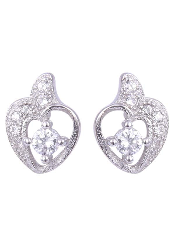 925 Sterling Silver Pair of Beautiful And Small Heart Cubic Zircon Studs