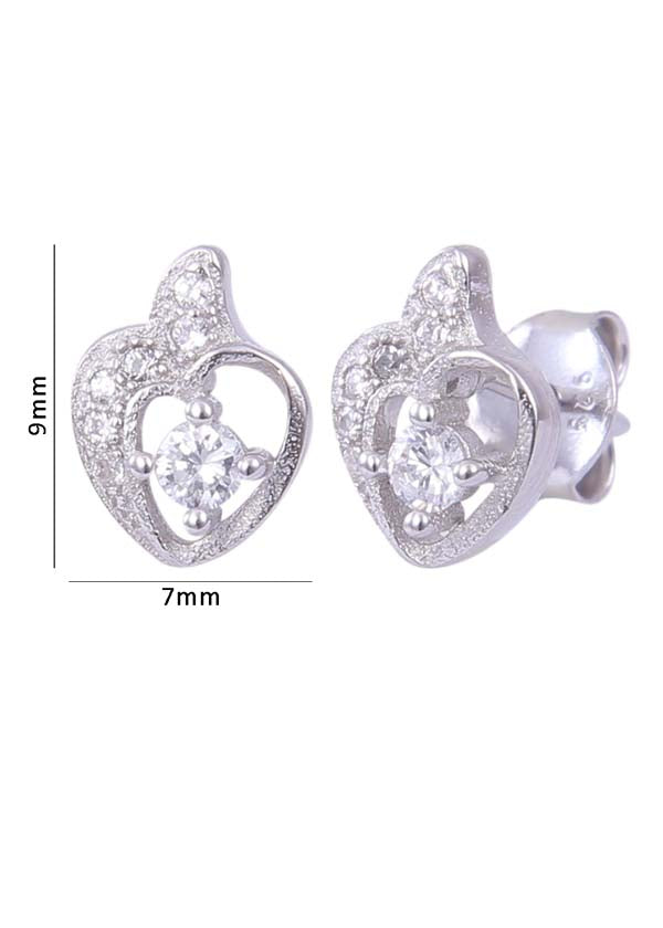925 Sterling Silver Pair of Beautiful And Small Heart Cubic Zircon Studs