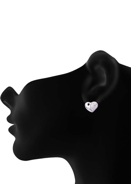 925 Sterling Silver Pair of Beautiful Heart Cubic Zircon Studs