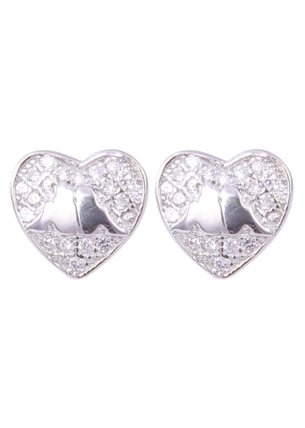 925 Sterling Silver Heart-Shaped Cubic Zirconia Studs Earrings
