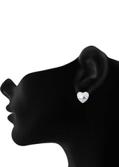 925 Sterling Silver Heart-Shaped Cubic Zirconia Studs Earrings