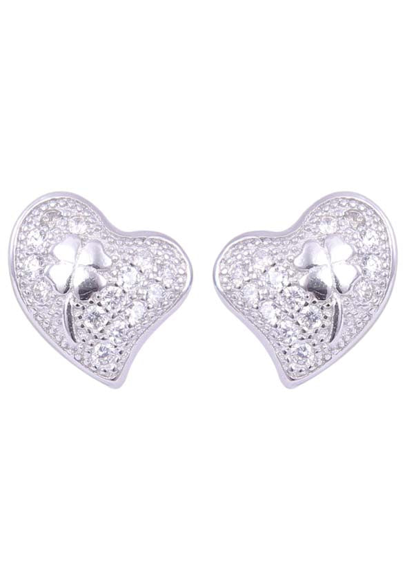 925 Sterling Silver Elegant Pair Of Heart Shape Cubic Zircon Stud