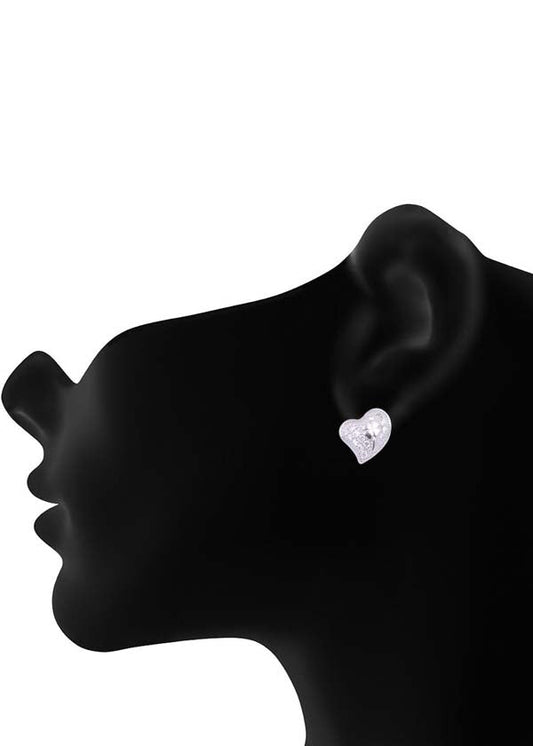 925 Sterling Silver Elegant Pair Of Heart Shape Cubic Zircon Stud