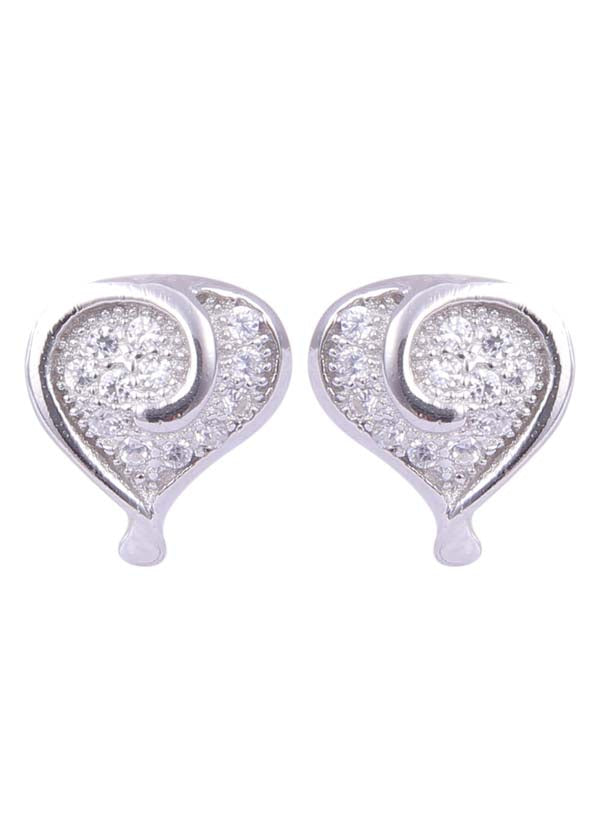 925 Sterling Silver Heart-Shaped Cubic Zirconia Studs Earring