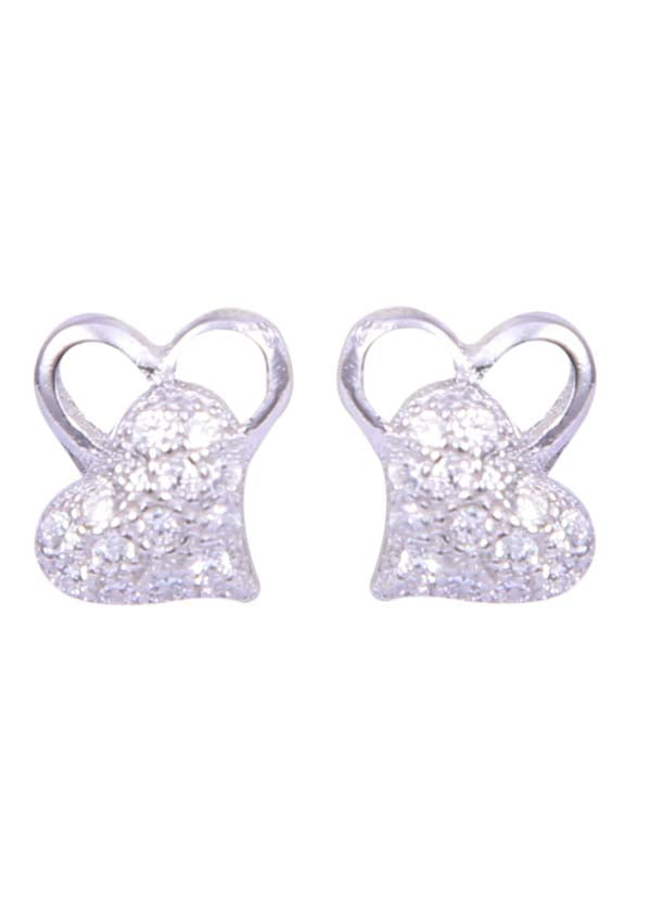 925 Sterling Silver Elegant And small Heart Shape Cz Stud