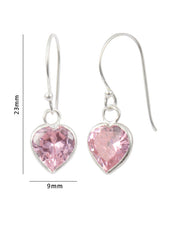 Lovely PINK heart shape Cz Earring in 925 Silver