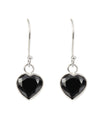 Black heart shape CZ Earring in 925 Silver Ear Wire
