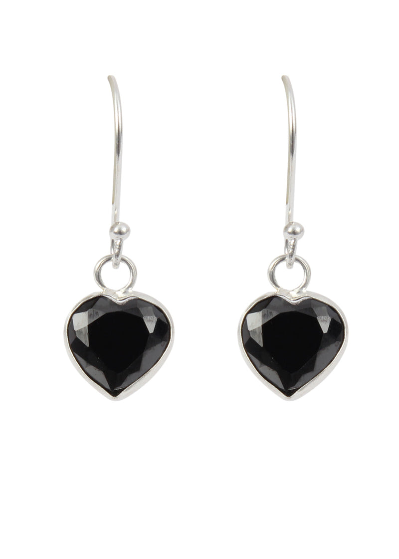 Black heart shape CZ Earring in 925 Silver Ear Wire