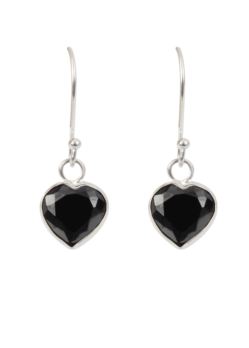 Black heart shape CZ Earring in 925 Silver Ear Wire