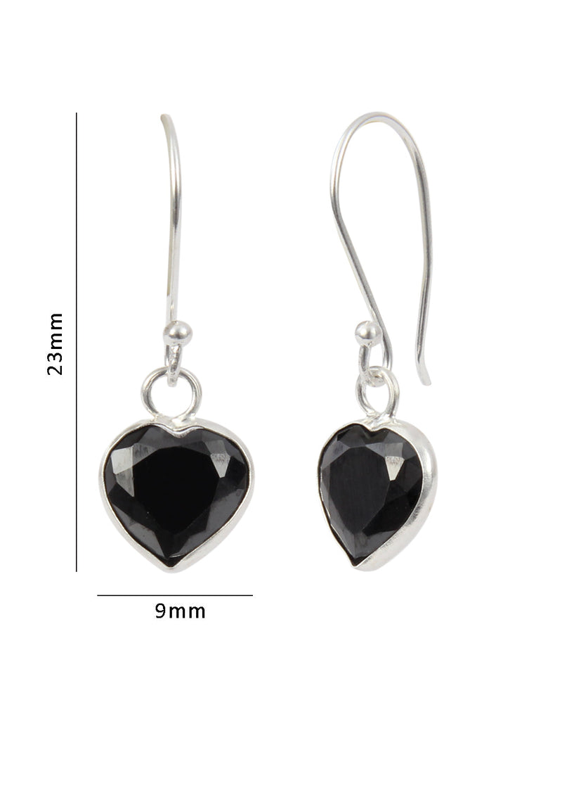 Black heart shape CZ Earring in 925 Silver Ear Wire