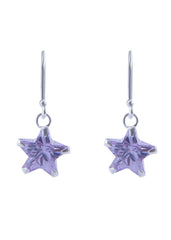 92.5 Sterling Silver Star Cubic Zirconia Hanging 92.5 Silver Earrings