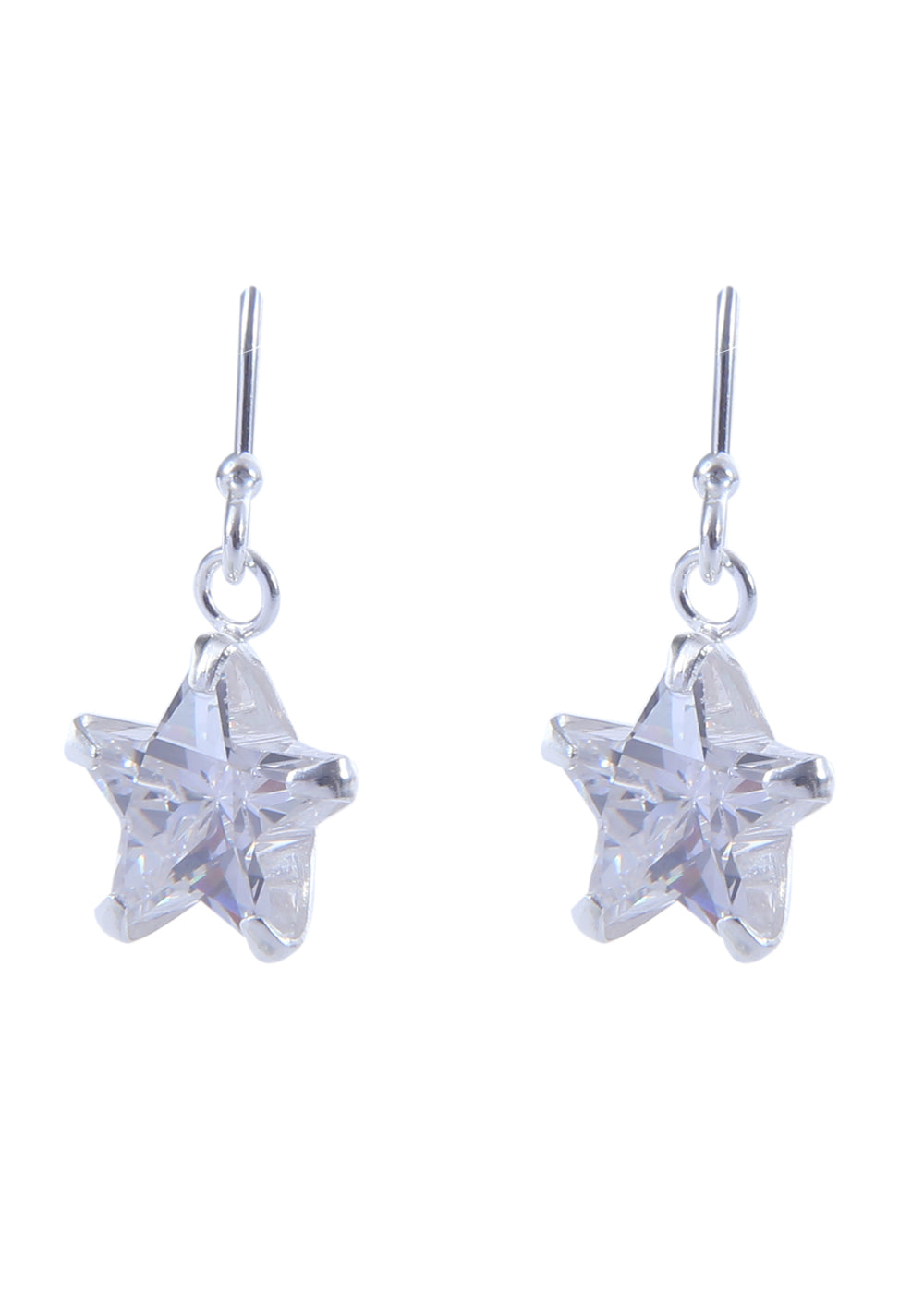 Pair of Vibrant White Star Cz Earring in 92.5 Silver Ear Wire