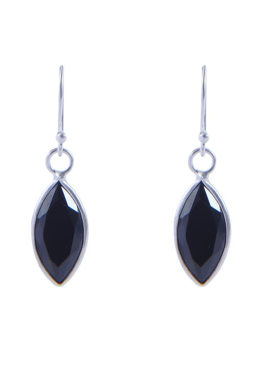 Pair of Black Marquise shape Cz Earring in 925 Silver Ear Wire