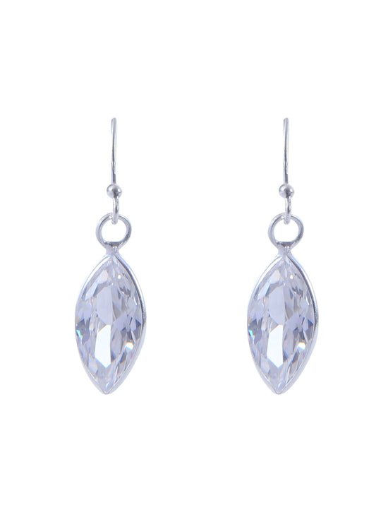 92.5 Sterling Silver Marquise Cubic Zircon Hanging Earrings for Women and Girls