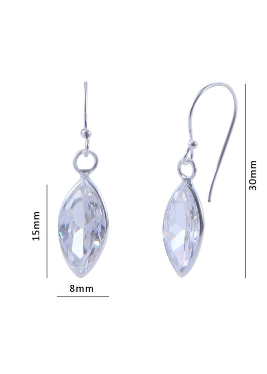 92.5 Sterling Silver Marquise Cubic Zircon Hanging Earrings for Women and Girls