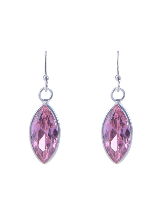 Pair of Pink Marquise shape Cz Earring in 925 Silver Ear Wire