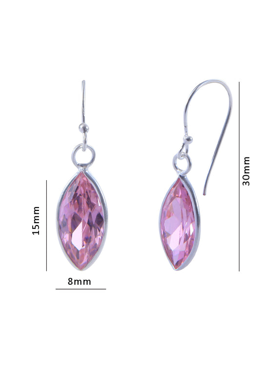 Pair of Pink Marquise shape Cz Earring in 925 Silver Ear Wire