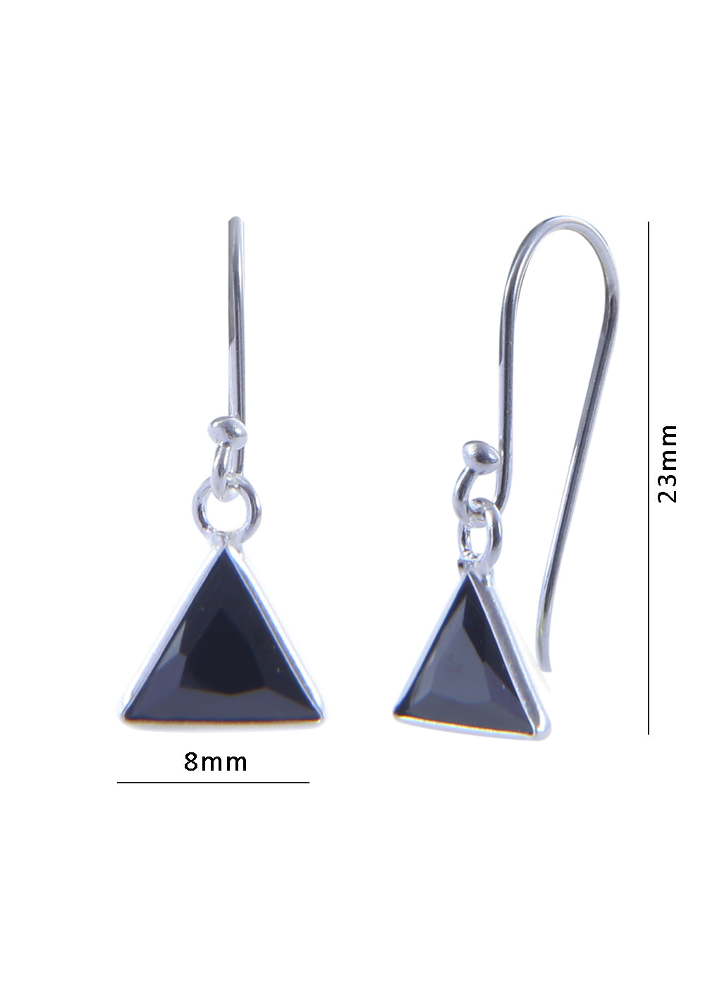 Pair of Triangle shape CZ Earring in 925 Silver Ear Wire (Black)