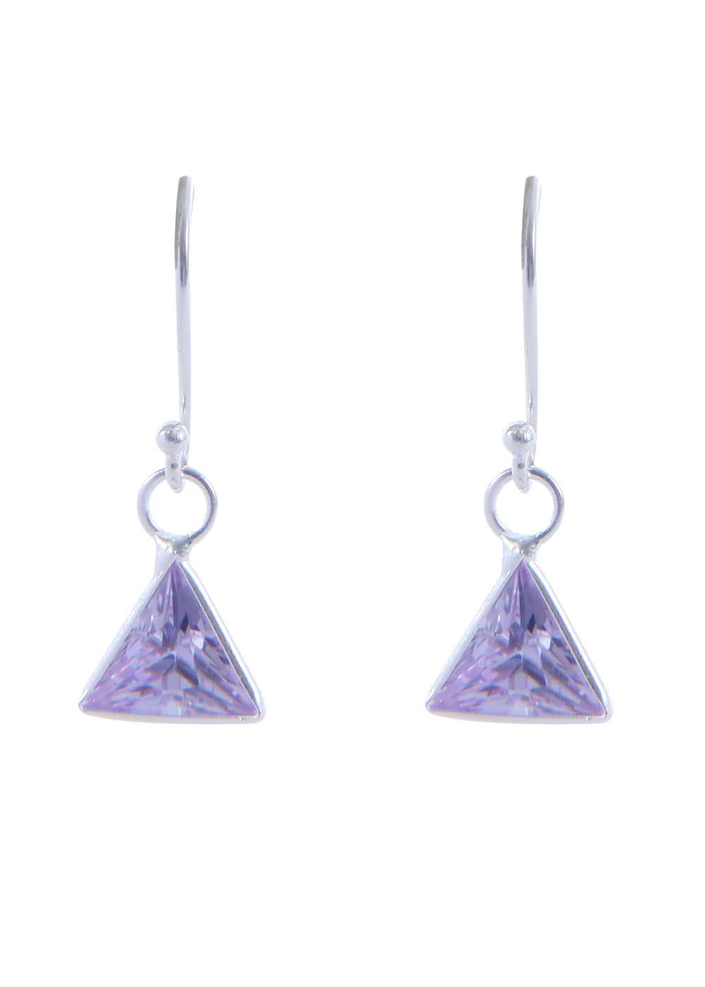 pair of Triangle shape Cz Earring in 925 Silver Ear Wire (Purple)