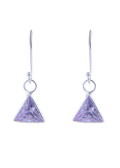 pair of Triangle shape Cz Earring in 925 Silver Ear Wire (Purple)