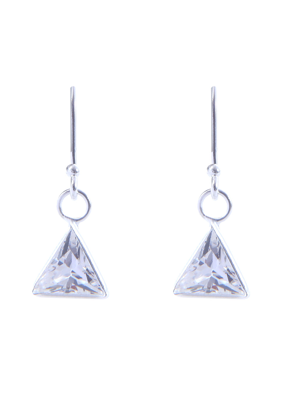 pair of Triangle shape Cz Earring in 925 Silver Ear Wire (White)