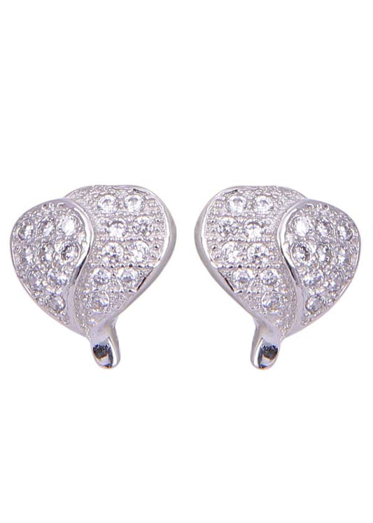 925 Sterling Silver Heart-Shaped Cubic Zirconia Studs Earrings