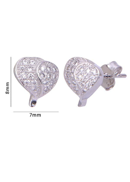 925 Sterling Silver Heart-Shaped Cubic Zirconia Studs Earrings