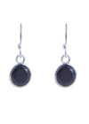 Pair of Round shape Cz Earring in 925 Silver Ear Wire (Black)
