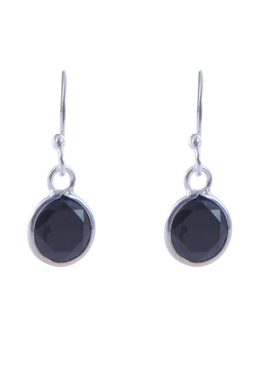 pair of Round shape Cz Earring in 925 Silver Ear Wire (Black)