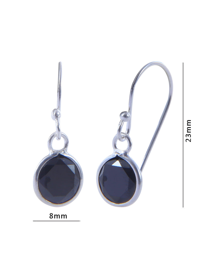 Pair of Round shape Cz Earring in 925 Silver Ear Wire (Black)