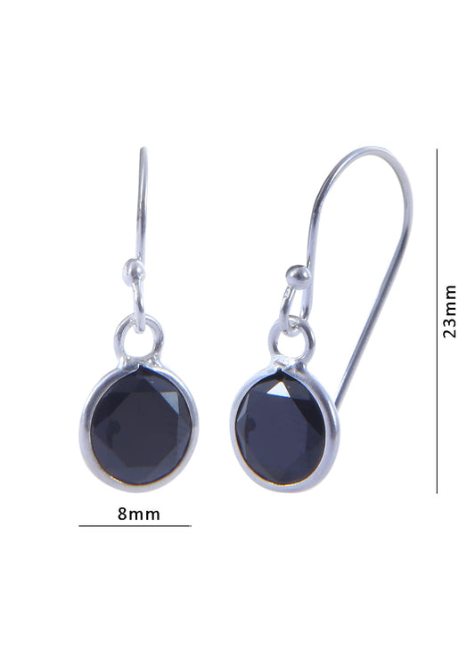 pair of Round shape Cz Earring in 925 Silver Ear Wire (Black)